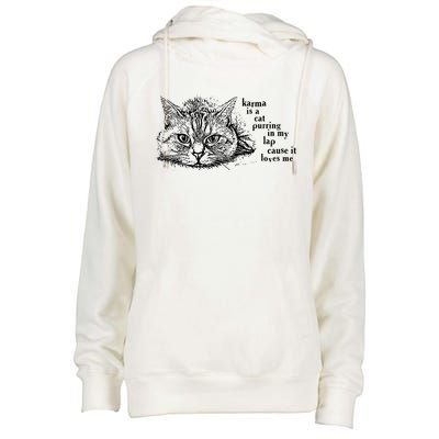 Karma Is A Cat Purring In My Lap Cause It Loves Me Cute Cat Christmas Womens Funnel Neck Pullover Hood