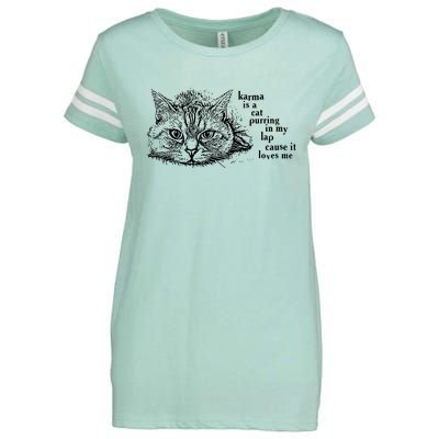 Karma Is A Cat Purring In My Lap Cause It Loves Me Cute Cat Christmas Enza Ladies Jersey Football T-Shirt