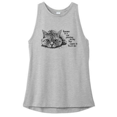 Karma Is A Cat Purring In My Lap Cause It Loves Me Cute Cat Christmas Ladies PosiCharge Tri-Blend Wicking Tank