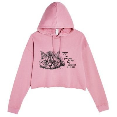 Karma Is A Cat Purring In My Lap Cause It Loves Me Cute Cat Christmas Crop Fleece Hoodie