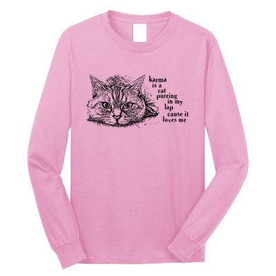 Karma Is A Cat Purring In My Lap Cause It Loves Me Cute Cat Christmas Long Sleeve Shirt