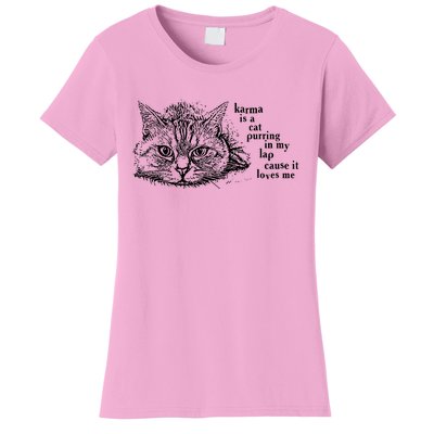 Karma Is A Cat Purring In My Lap Cause It Loves Me Cute Cat Christmas Women's T-Shirt