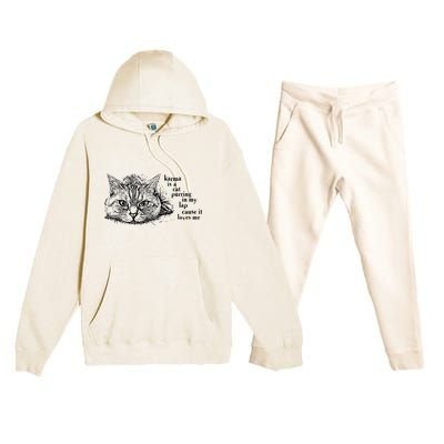 Karma Is A Cat Purring In My Lap Cause It Loves Me Cute Cat Christmas Premium Hooded Sweatsuit Set