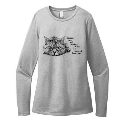 Karma Is A Cat Purring In My Lap Cause It Loves Me Cute Cat Christmas Womens CVC Long Sleeve Shirt