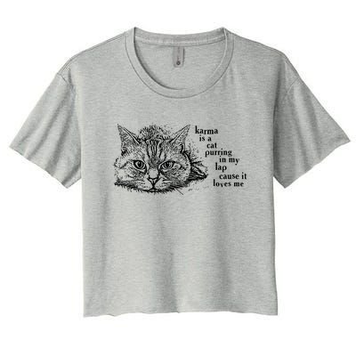 Karma Is A Cat Purring In My Lap Cause It Loves Me Cute Cat Christmas Women's Crop Top Tee