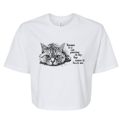 Karma Is A Cat Purring In My Lap Cause It Loves Me Cute Cat Christmas Bella+Canvas Jersey Crop Tee