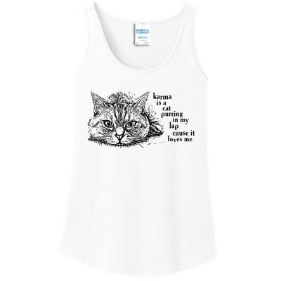 Karma Is A Cat Purring In My Lap Cause It Loves Me Cute Cat Christmas Ladies Essential Tank