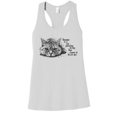 Karma Is A Cat Purring In My Lap Cause It Loves Me Cute Cat Christmas Women's Racerback Tank