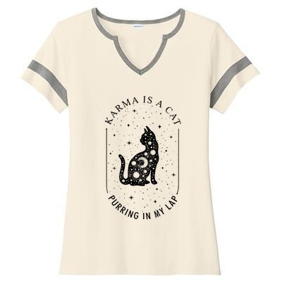 Karma Is A Cat Purring In My Lap Ladies Halftime Notch Neck Tee