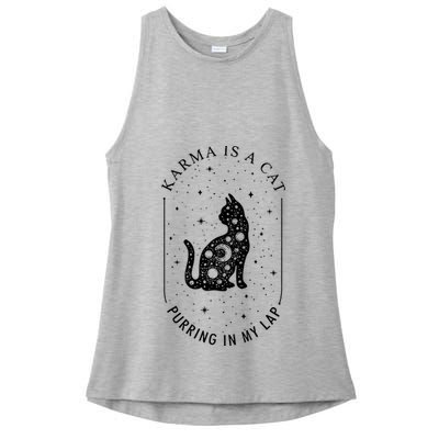 Karma Is A Cat Purring In My Lap Ladies PosiCharge Tri-Blend Wicking Tank
