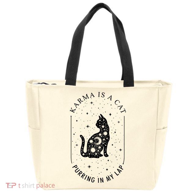 Karma Is A Cat Purring In My Lap Zip Tote Bag