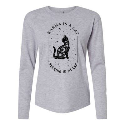 Karma Is A Cat Purring In My Lap Womens Cotton Relaxed Long Sleeve T-Shirt