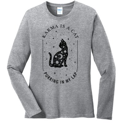 Karma Is A Cat Purring In My Lap Ladies Long Sleeve Shirt