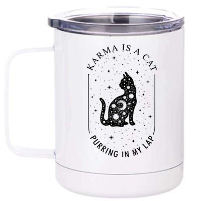 Karma Is A Cat Purring In My Lap 12 oz Stainless Steel Tumbler Cup