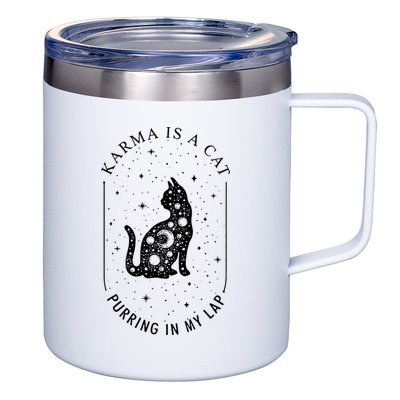 Karma Is A Cat Purring In My Lap 12oz Stainless Steel Coffee Mug