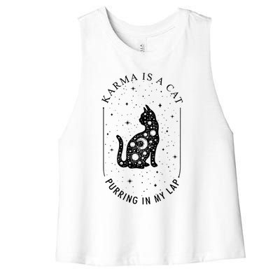 Karma Is A Cat Purring In My Lap Women's Racerback Cropped Tank