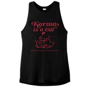 Karma Is A Cat Music Lover Fan Gift Ladies PosiCharge Tri-Blend Wicking Tank