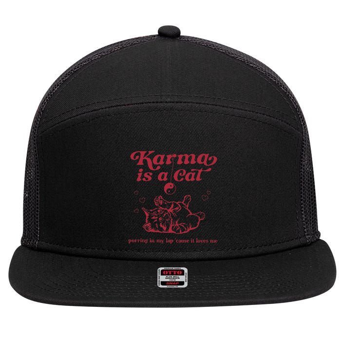 Karma Is A Cat Music Lover Fan Gift 7 Panel Mesh Trucker Snapback Hat