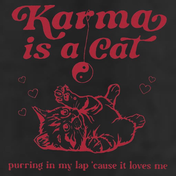 Karma Is A Cat Music Lover Fan Gift 7 Panel Mesh Trucker Snapback Hat