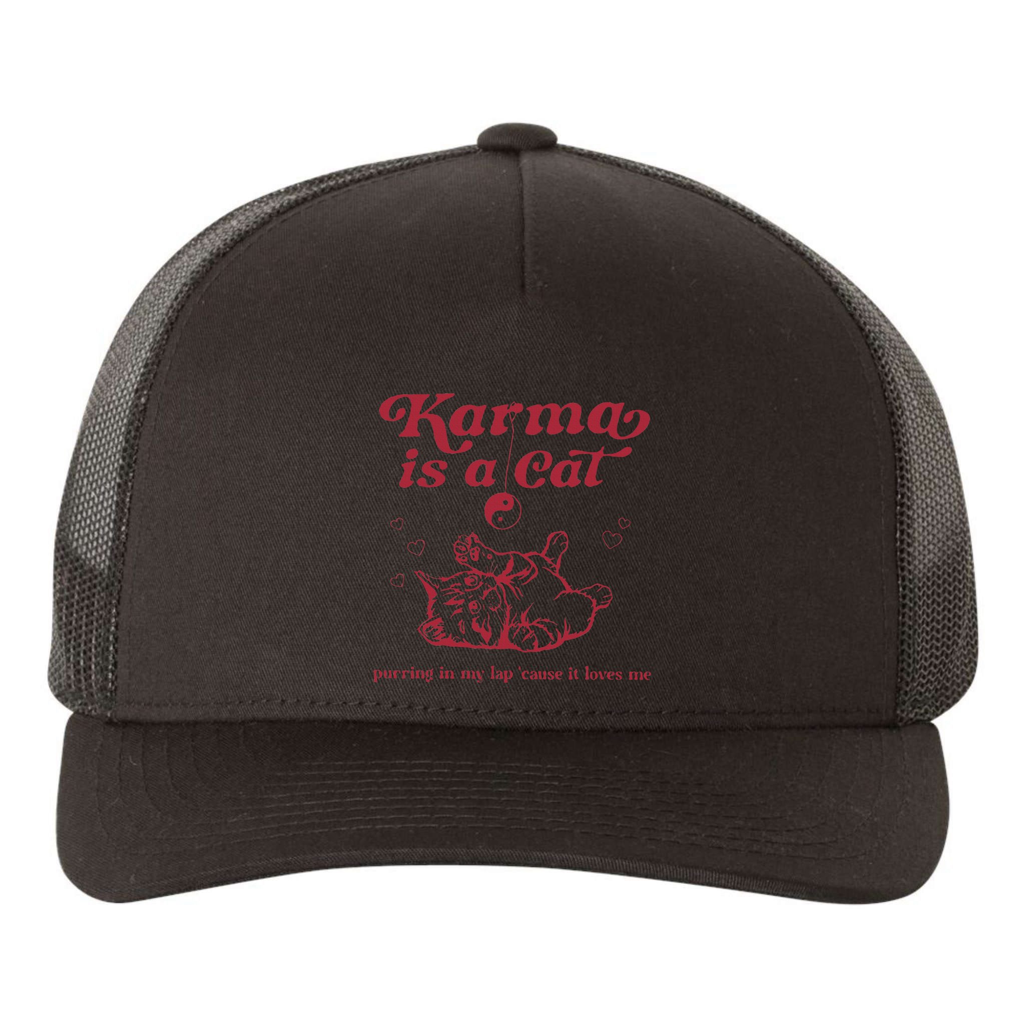 Karma Is A Cat Music Lover Fan Gift Yupoong Adult 5-Panel Trucker Hat