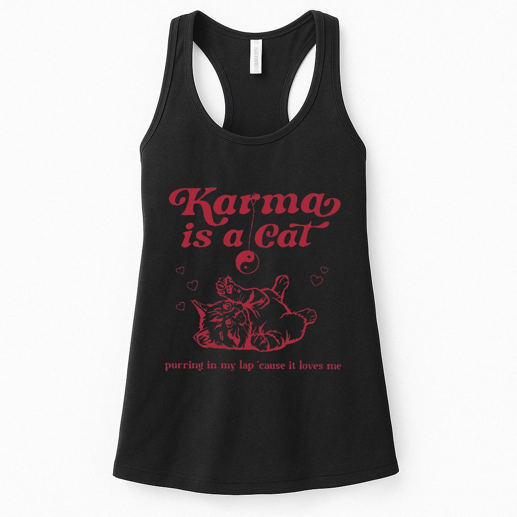 Karma Is A Cat Music Lover Fan Gift Womens Tank Top