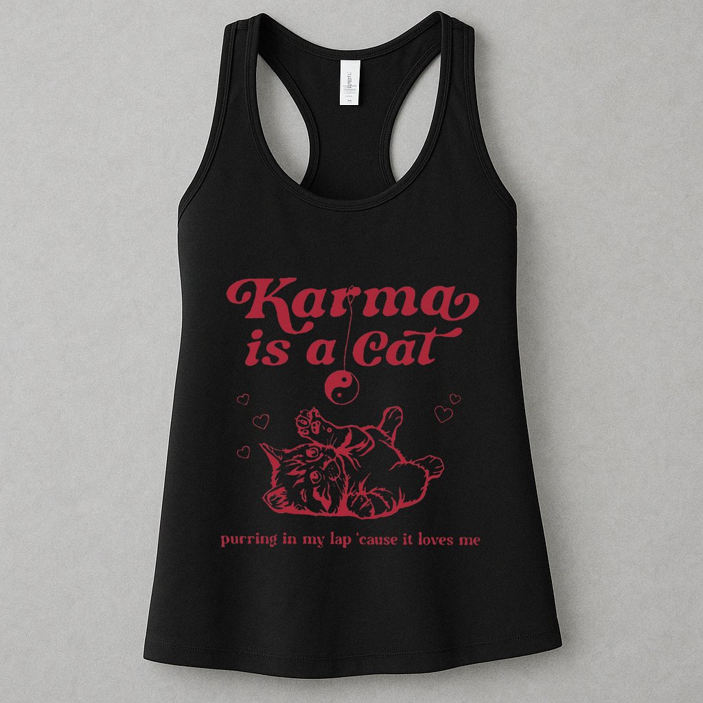 Karma Is A Cat Music Lover Fan Gift Womens Tank Top
