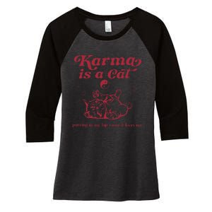 Karma Is A Cat Music Lover Fan Gift Women's Tri-Blend 3/4-Sleeve Raglan Shirt