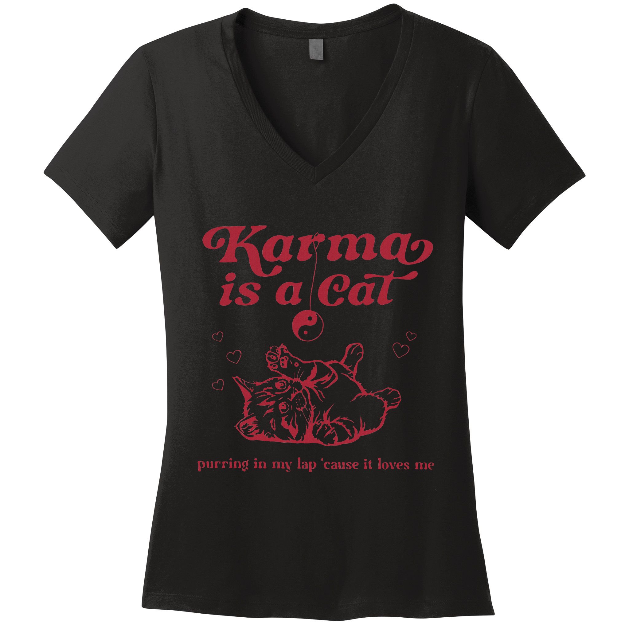 Karma Is A Cat Music Lover Fan Gift Women's V-Neck T-Shirt