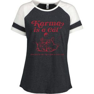 Karma Is A Cat Music Lover Fan Gift Enza Ladies Jersey Colorblock Tee