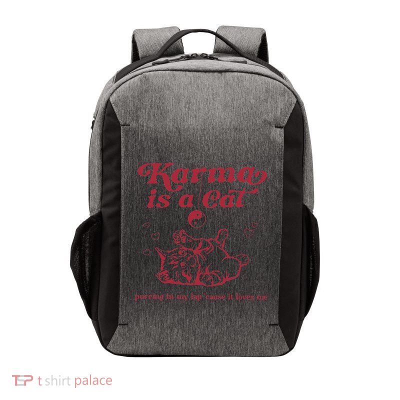 Karma Is A Cat Music Lover Fan Gift Vector Backpack