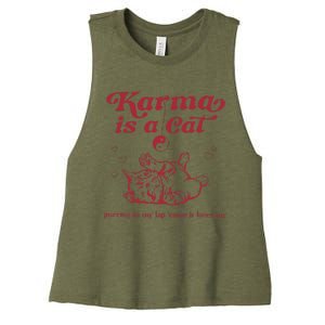 Karma Is A Cat Music Lover Fan Gift Women's Racerback Cropped Tank