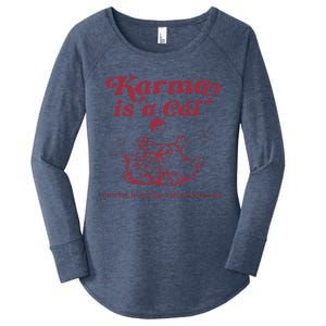 Karma Is A Cat Music Lover Fan Gift Women's Perfect Tri Tunic Long Sleeve Shirt