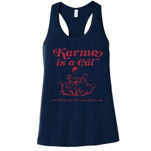 Karma Is A Cat Music Lover Fan Gift Women's Racerback Tank