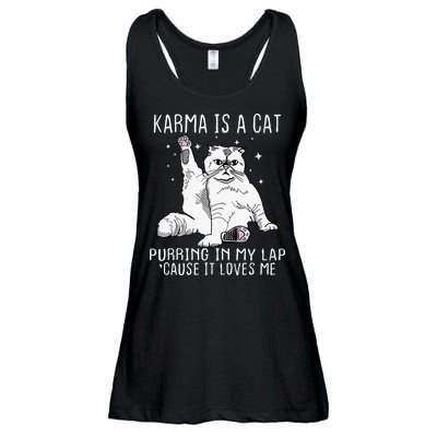 Karma Is A Cat Purring In My Lap Cause Its Loves Me Ladies Essential Flowy Tank