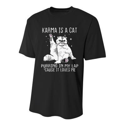 Karma Is A Cat Purring In My Lap Cause Its Loves Me Youth Performance Sprint T-Shirt