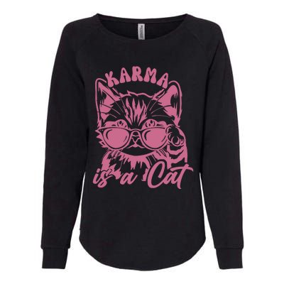 Karma Is A Cat Womens California Wash Sweatshirt