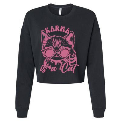 Karma Is A Cat Cropped Pullover Crew