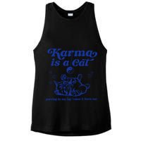 Karma Is A Cat Purring In My Lap Ladies PosiCharge Tri-Blend Wicking Tank