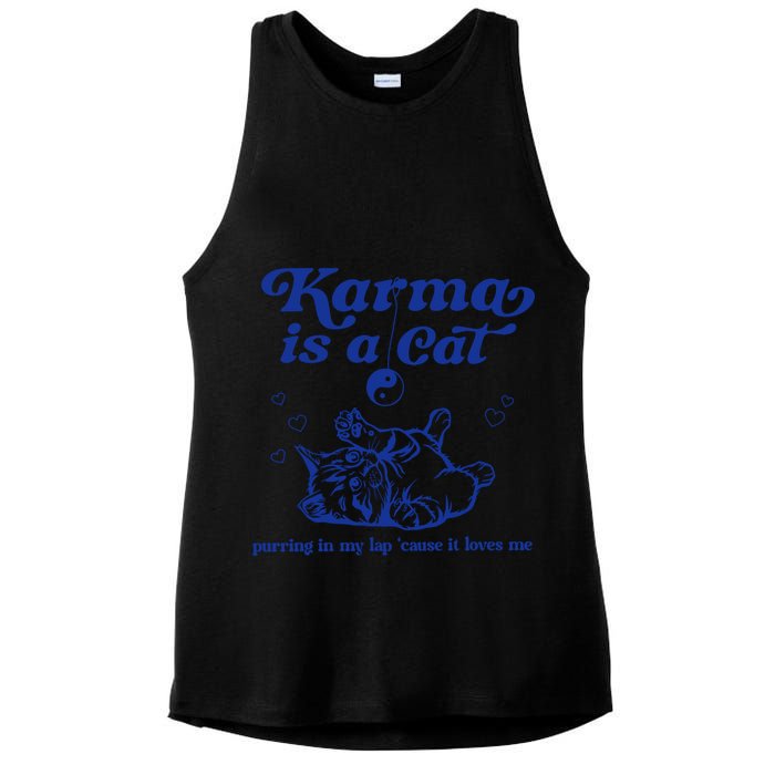 Karma Is A Cat Purring In My Lap Ladies PosiCharge Tri-Blend Wicking Tank