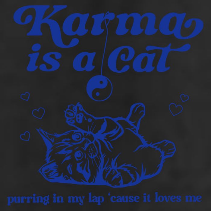 Karma Is A Cat Purring In My Lap 7 Panel Mesh Trucker Snapback Hat