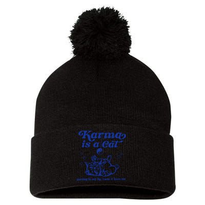 Karma Is A Cat Purring In My Lap Pom Pom 12in Knit Beanie