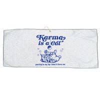 Karma Is A Cat Purring In My Lap Large Microfiber Waffle Golf Towel
