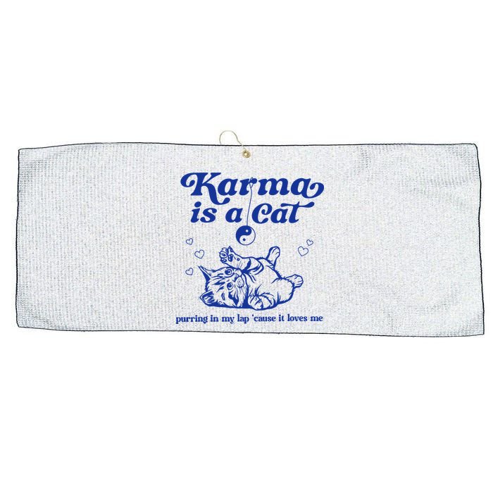 Karma Is A Cat Purring In My Lap Large Microfiber Waffle Golf Towel