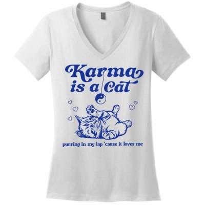 Karma Is A Cat Purring In My Lap Women's V-Neck T-Shirt