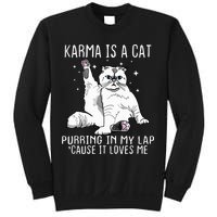 Karma Is A Cat Purring In My Lap Cause It Loves Me Cat Lover Essential Sweatshirt