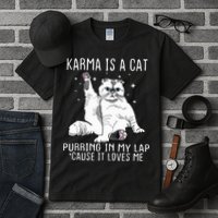 Karma Is A Cat Purring In My Lap Cause It Loves Me Cat Lover Essential Tall T-Shirt