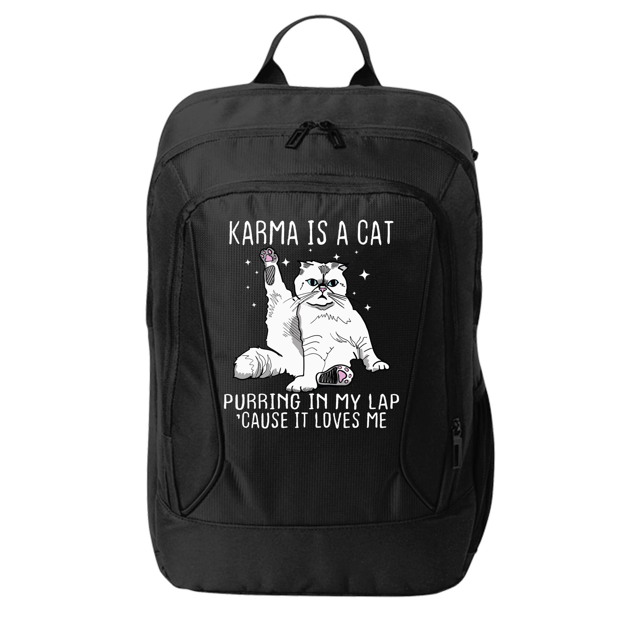 Karma Is A Cat Purring In My Lap Cause It Loves Me Cat Lover Essential City Backpack
