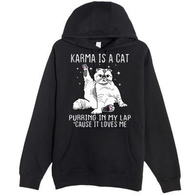 Karma Is A Cat Purring In My Lap Cause It Loves Me Cat Lover Essential Premium Pullover Hoodie