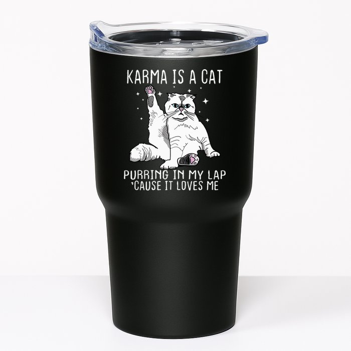 Karma Is A Cat Purring In My Lap Cause It Loves Me Cat Lover Essential Tumbler