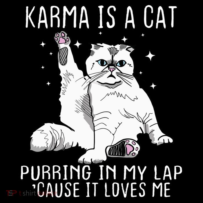 Karma Is A Cat Purring In My Lap Cause It Loves Me Cat Lover Essential Poster